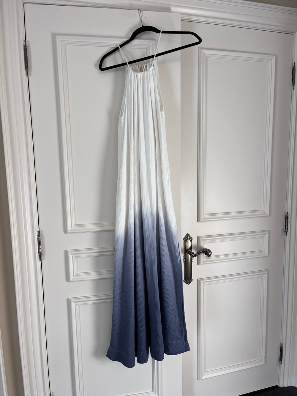 Splendid White Halter Pleated Maxi Dress